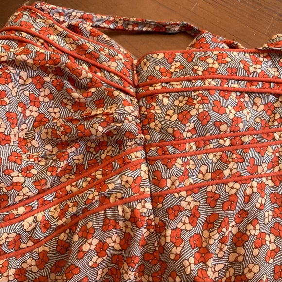 Susana Monaco Maxi Dress Rust Orange Floral Sundress Silk Cotton Size 8 - Picture 7 of 14